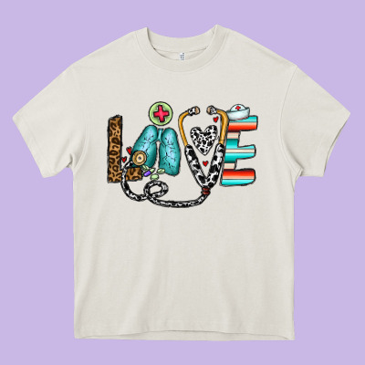Love Nurse Heavy Core Tee Designed By Cowhidedigitalart