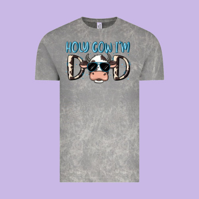 Holy Cow I'm Dad Vintage Tee Designed By Maliassmallbusiness