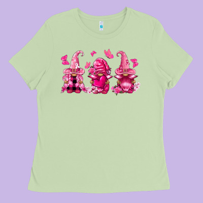 Breast Cancer Gnomies Ladies Tee Designed By Fadigitalartstudio