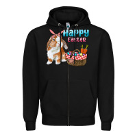 Black Happy Easter Bunny And Egg Basket Zipper Hoodie - RanaPortraitStore