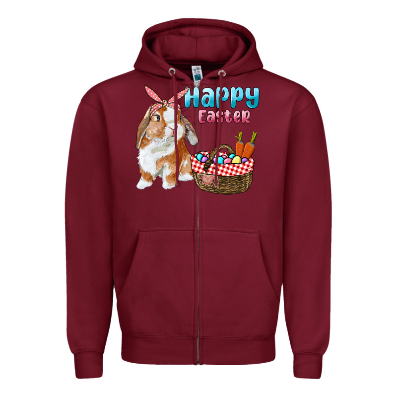 Happy Easter Bunny And Egg Basket Zipper Hoodie by RanaPortraitStore | Teevron