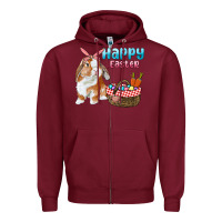 Burgundy Happy Easter Bunny And Egg Basket Zipper Hoodie - RanaPortraitStore