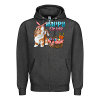 Charcoal Heather Happy Easter Bunny And Egg Basket Zipper Hoodie - RanaPortraitStore