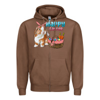 Chestnut Happy Easter Bunny And Egg Basket Zipper Hoodie - RanaPortraitStore