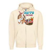 Sandshell Happy Easter Bunny And Egg Basket Zipper Hoodie - RanaPortraitStore