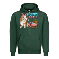Sports Green Happy Easter Bunny And Egg Basket Zipper Hoodie - RanaPortraitStore