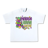 White mardi gras cutie Urban Heavy Tee - MaliasSmallBusiness