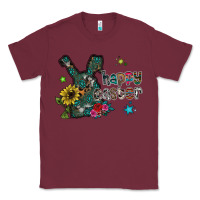 Burgundy Happy Easter Classic Tee - CowhideDigitalArt