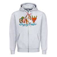 Heather Grey happy easter bunny carrots and eggs Zipper Hoodie - RanaPortraitStore