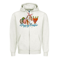 Oatmeal Heather happy easter bunny carrots and eggs Zipper Hoodie - RanaPortraitStore