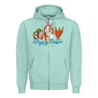 Seafoam happy easter bunny carrots and eggs Zipper Hoodie - RanaPortraitStore