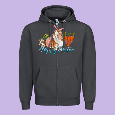 Happy Easter Bunny Carrots And Eggs Zipper Hoodie Designed By Ranaportraitstore