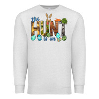 Oatmeal Heather The hunt is on with eggs Easter Day Premium Sweatshirt - HowdyJamesFarm