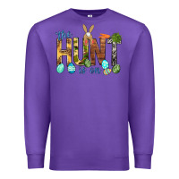Purple The hunt is on with eggs Easter Day Premium Sweatshirt - HowdyJamesFarm