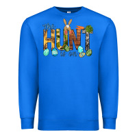 True Royal The hunt is on with eggs Easter Day Premium Sweatshirt - HowdyJamesFarm