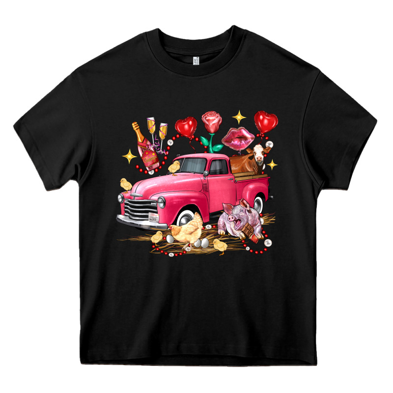 Valentine's Day Truck Farm Animals Heavy Core Tee by FaDigitalArtStudio | Teevron