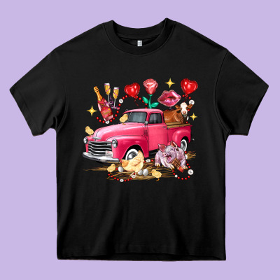 Valentine's Day Truck Farm Animals Heavy Core Tee Designed By Fadigitalartstudio