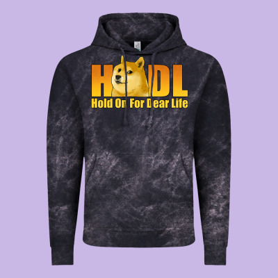 Hodl Hold On For Dear Life Dogecoin Vintage Hoodie Designed By Jasminsmagicworld