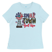 Baby Blue small town gail usa Ladies Tee - CowhideDigitalArt