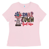 Bubblegum Pink small town gail usa Ladies Tee - CowhideDigitalArt