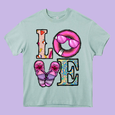 Love Summer Heavy Core Tee Designed By Cowhidedigitalart