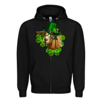 Black st. patrick's day goat clovers and leprechaun hat Zipper Hoodie - RanaPortraitStore