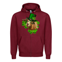 Burgundy st. patrick's day goat clovers and leprechaun hat Zipper Hoodie - RanaPortraitStore