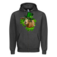 Charcoal Heather st. patrick's day goat clovers and leprechaun hat Zipper Hoodie - RanaPortraitStore
