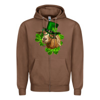 Chestnut st. patrick's day goat clovers and leprechaun hat Zipper Hoodie - RanaPortraitStore