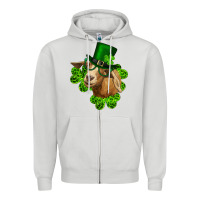 Dove Grey st. patrick's day goat clovers and leprechaun hat Zipper Hoodie - RanaPortraitStore