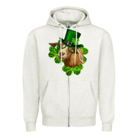Oatmeal Heather st. patrick's day goat clovers and leprechaun hat Zipper Hoodie - RanaPortraitStore