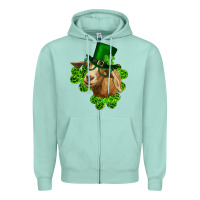 Seafoam st. patrick's day goat clovers and leprechaun hat Zipper Hoodie - RanaPortraitStore