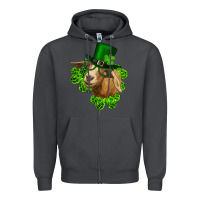 Smoke st. patrick's day goat clovers and leprechaun hat Zipper Hoodie - RanaPortraitStore
