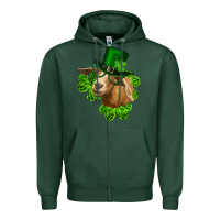 Sports Green st. patrick's day goat clovers and leprechaun hat Zipper Hoodie - RanaPortraitStore