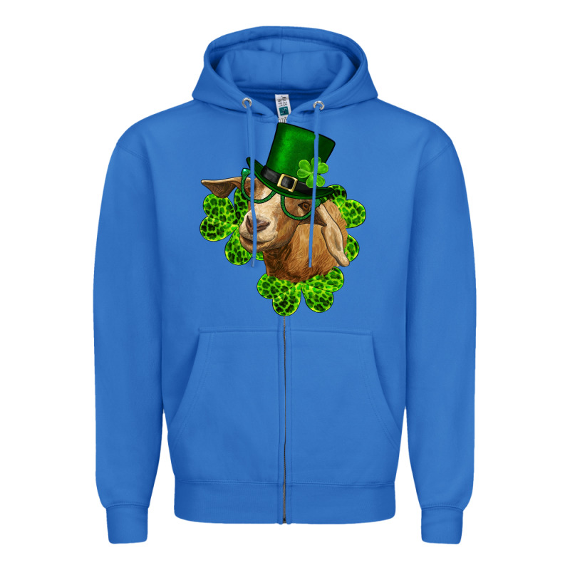 St. Patrick's Day Goat Clovers And Leprechaun Hat Zipper Hoodie by RanaPortraitStore | Teevron