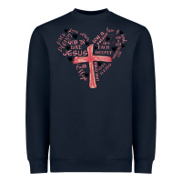 Navy retro christian valentine Heavyweight Sweatshirt - MaliasSmallBusiness
