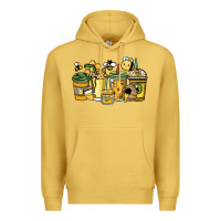 Antique Gold Honey bee coffee cups Premium Hoodie - HowdyJamesFarm