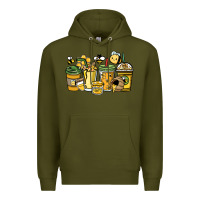 Army Green Honey bee coffee cups Premium Hoodie - HowdyJamesFarm
