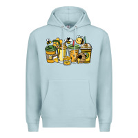 Blue Mist Honey bee coffee cups Premium Hoodie - HowdyJamesFarm