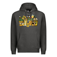 Charcoal Heather Honey bee coffee cups Premium Hoodie - HowdyJamesFarm