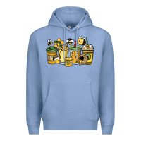 Colony Blue Honey bee coffee cups Premium Hoodie - HowdyJamesFarm