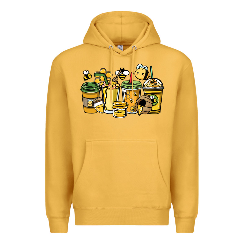 Honey Bee Coffee Cups Premium Hoodie by HowdyJamesFarm | Teevron