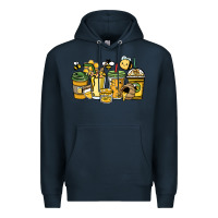 Navy Honey bee coffee cups Premium Hoodie - HowdyJamesFarm