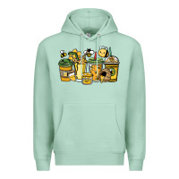 Seafoam Honey bee coffee cups Premium Hoodie - HowdyJamesFarm