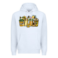 White Honey bee coffee cups Premium Hoodie - HowdyJamesFarm