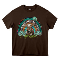 Chocolate Brown turquoise gemstones brown baby cow  rainbow Heavy Core Tee - BarkalooDesign