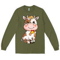 Army Green cartoon cow Long Sleeve Tee - NancyCooperArtShop