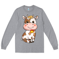Heather Grey cartoon cow Long Sleeve Tee - NancyCooperArtShop