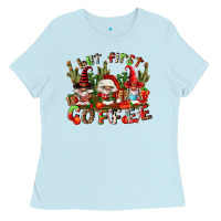 Baby Blue but first coffee Ladies Tee - FaDigitalArtStudio