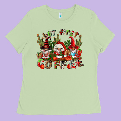 But First Coffee Ladies Tee Designed By Fadigitalartstudio